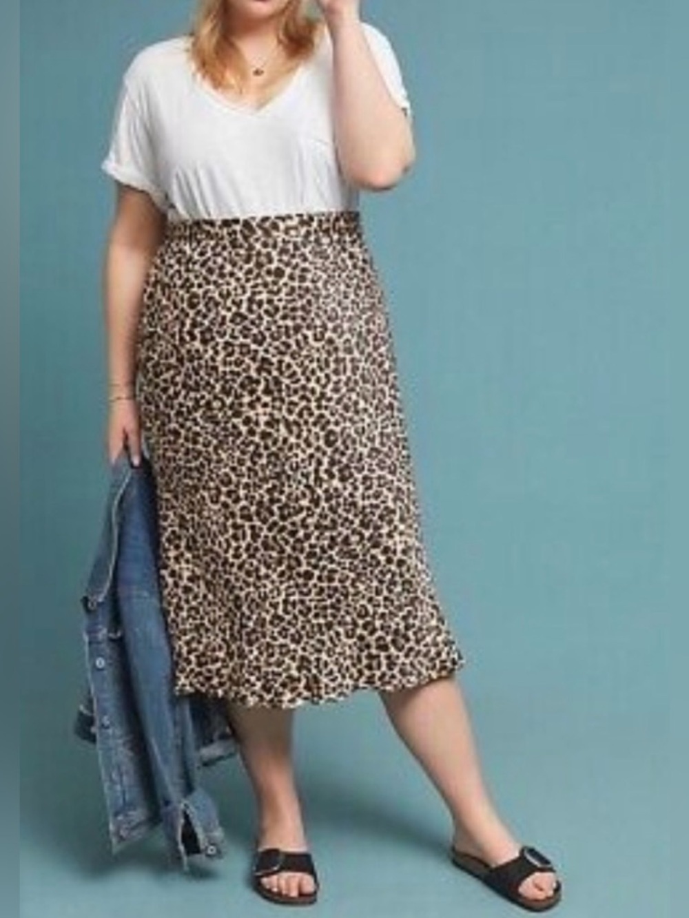 by Anthropologie Leopard Print Midi Skirt, Size 0